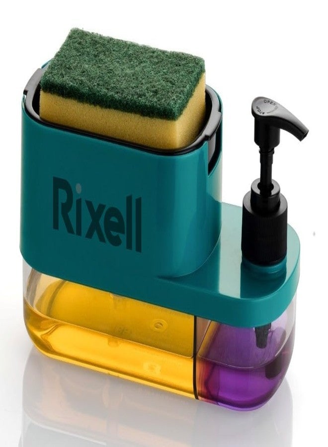 RIXELL 3-in-1 Soap Dispenser with Sponge Holder, Kitchen Sink Organiser, Countertop Pump Dispenser - Image 3
